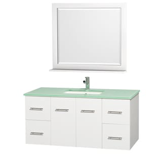 Overstock Bathroom Vanities on White  Green Glass 48 Inch Single Bathroom Vanity Set   Overstock Com
