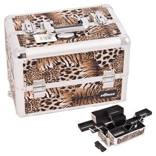 Sunrise Brown Leopard 8-Tier Extendable Tray Aluminum Makeup Case