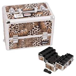 Sunrise Brown Leopard 6-Tier Extendable Tray Aluminum Makeup Case