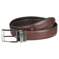 Geoffrey Beene Men's Brown Reversible Topstitched Leather Belt