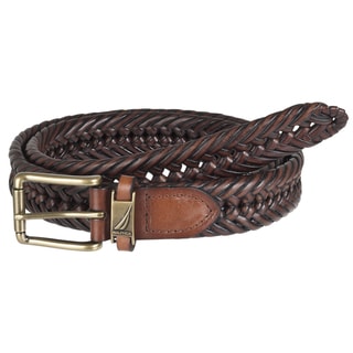 Nautica Men's Brown Woven Leather Belt