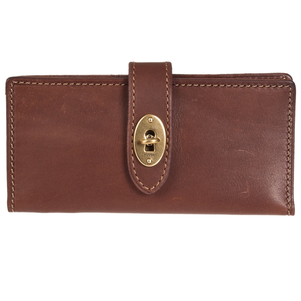 Fossil Women's 'Austin' Brown Leather Bifold Checkbook Wallet