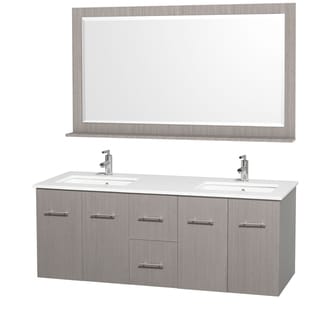 Centra Grey Oak/ White 60-inch Double Bathroom Vanity Set