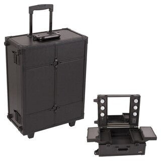 Sunrise Black Leather Rolling Makeup Case