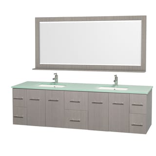 Special Offers Centra Grey Oak/ Green Glass 80-inch Double Bathroom Vanity Set