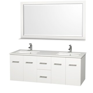 Centra White 60-inch Double Undermount Bathroom Vanity Set
