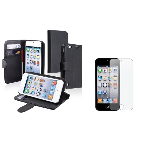 Insten Wallet iPod Case Cover/ Anti-Glare Screen Protector for Apple iPod Touch Generation 5th/ 6th