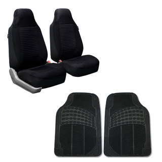 FH Group Black Front Bucket Seat Covers and Front Floor Mats