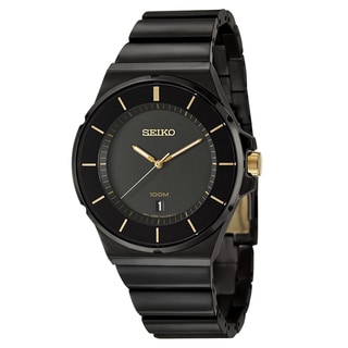 Seiko Men's 'Bracelet' Black Ion-plated Watch