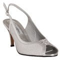 Riverberry Women's Silver Glitter Vamp Peep-toe Slingback Heels
