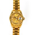 Pre-Owned Rolex Women's 18K Yellow Gold President Watch with Diamond Dial