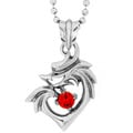 Stainless Steel Men's Red Cubic Zirconia Dragon Heart Necklace