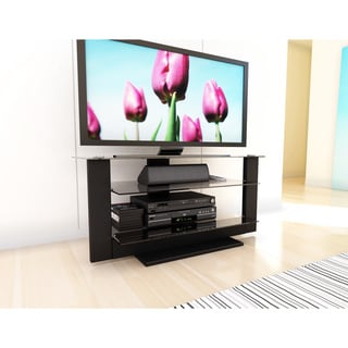 Sonax Atlantic 40-inch Midnight Black TV Stand with Glass Shelves