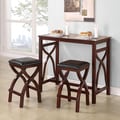 Zoe Cherry X-based Space Saver 3-piece Breakfast Counter Height Set
