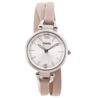 Fossil Women's 'Georgia' Leather Strap Silvertone Dial Watch