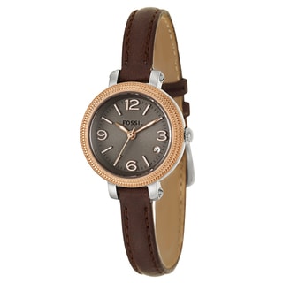 Fossil Women's 'Heather' Mini Brown Leather Strap Watch