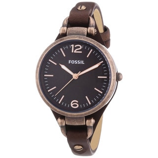 Fossil Women's 'Georgia' Brown Leather Strap Watch