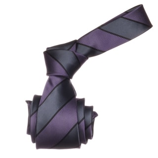 Republic Men's Purple/ Grey Striped Microfiber Neck Tie