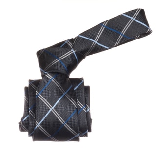 Republic Men's Grey/ Blue Plaid Microfiber Neck Tie