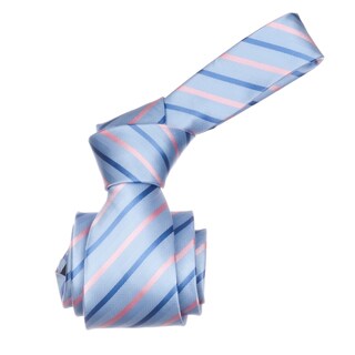 Republic Men's Light Blue/ Pink Striped Microfiber Neck Tie