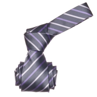 Republic Men's Grey/ Lavender Striped Microfiber Neck Tie