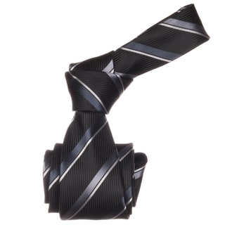 Republic Men's Black Striped Microfiber Neck Tie