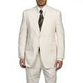 Adolfo Men's Tan/ White Seersucker Suit