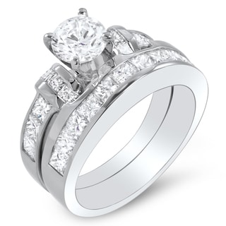 14k White Gold 2 3/4ct TDW Certified Diamond Bridal Ring Set (G-H, SI1-SI2)