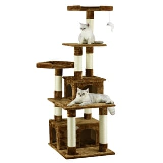 Go Pet Club Brown Cat Tree House Scratcher 67-inch Condo