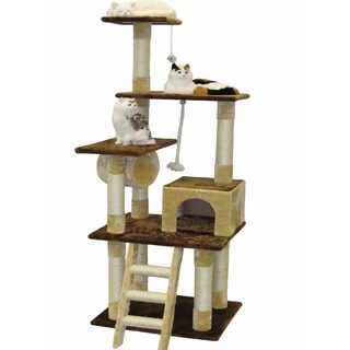 Go Pet Club Beige/ Brown 67-inch Cat Tree Condo