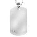 Stainless Steel Cubic Zirconia Corner Dog Tag Necklace