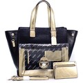 Dasein Metallic Contrast Expandable Tote Bag