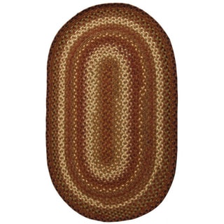 Latte Brown Cotton Braided Oval Rug (1'8 x 2'6)