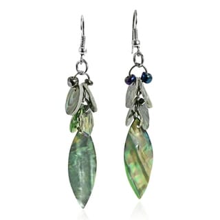 Peacock Leaf Natural Abalone Shell Dangle Earrings (Philippines)
