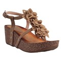 Refresh by Beston Women's 'Danica-05' Camel Floral T-strap Wedge Sandals