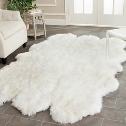 Best Shopping Safavieh Hand-woven Sheepskin White Rug (4' x 6')