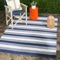 Thom Filicia Hand-woven Indoor/ Outdoor Navy Rug (8' x 10')