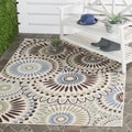Safavieh Veranda Piled Indoor/ Outdoor Cream/ Blue Rug (4' x 5'7)