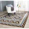 Safavieh Veranda Piled Indoor/ Outdoor Green/ Chocolate Rug (4' x 5'7)