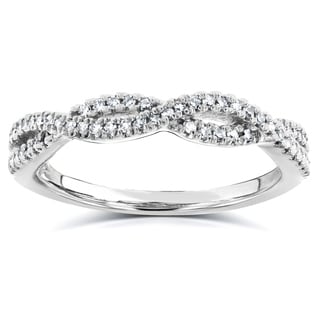 Annello 14k White Gold 1/6 ct TDW Braided Diamond Band (H-I, I1-I2)
