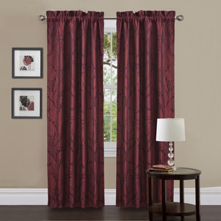 Lush Decor Flower Texture Red 84-Inch Curtain Panel Pair