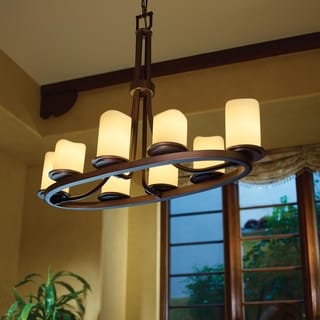 8-Light Melted Rim Ring Cylinder Dark Bronze Chandelier