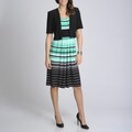 R & M Richards Women's Black/ Aqua Stripe Jacketed Dress