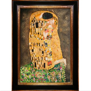 Buy Online Gustav Klimt 'The Kiss (Full View)' Hand Painted Framed Canvas Art