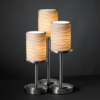 Brushed Nickel 3-light Cylinder Flat Rim Table Lamp