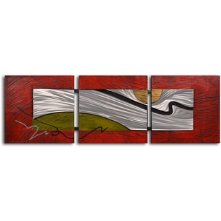 Handcrafted 'Tar Stream on Metal' Metal on Hand-painted Canvas Wall Art
