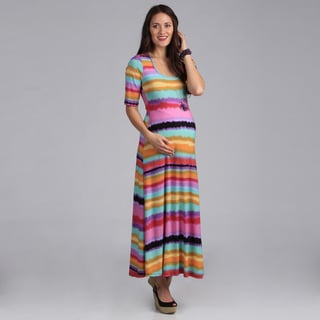 24-7 Comfort Apparel Maternity Scoop Neck Maxi Dress