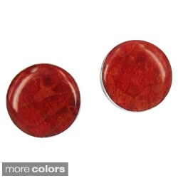 Chic Natural Stone Centered .925 Silver Post Earrings (Thailand)