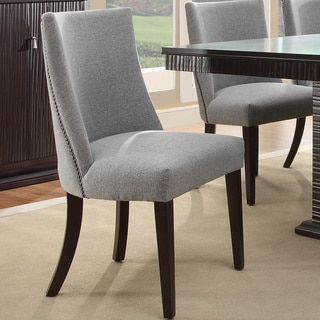 Dominic Grey Curved Nailhead Upholstered Dining Chair (Set of 2)
