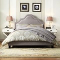 Esmeral Grey Linen Nail Head Arch Curved Upholstered Bed
